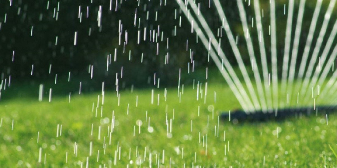 Watering freshly laid sod